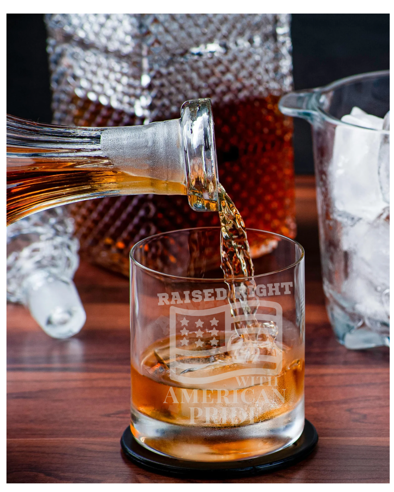 Raised Right Etched Whiskey Glass