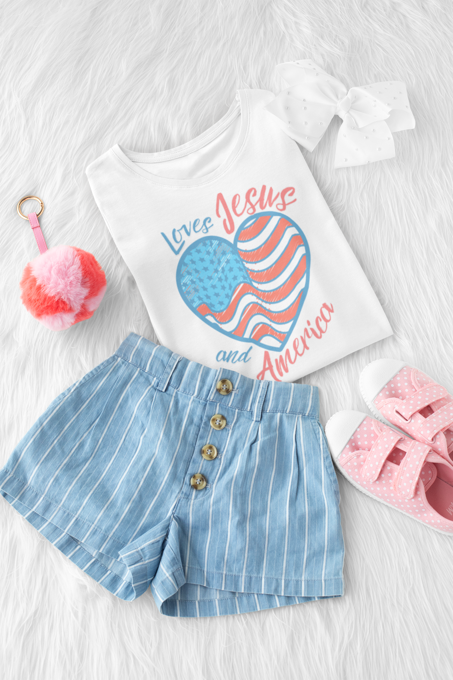 She Loves Jesus and America Girls Tee