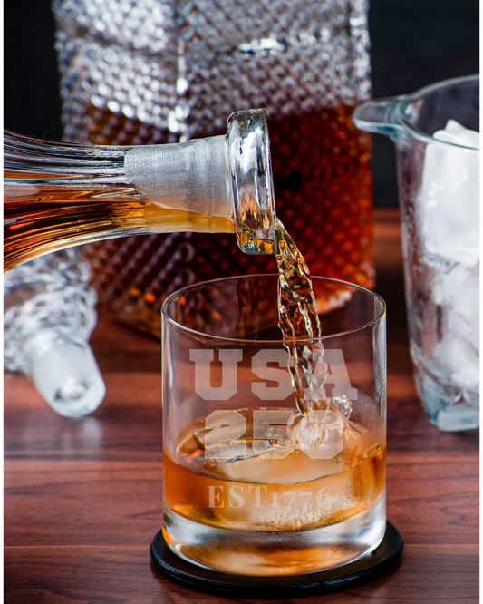 USA 250 - EST 1776 Etched Whiskey Glass