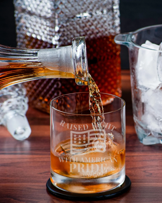 Raised Right Etched Whiskey Glass