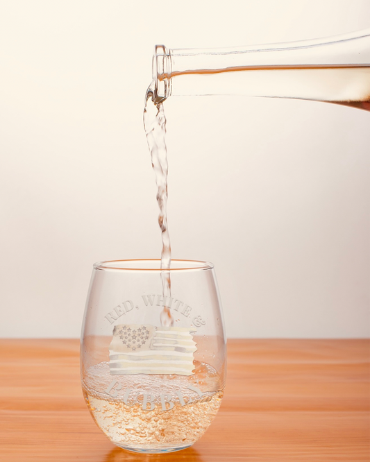 Stars, Stripes & Sips Etched Wine Glass