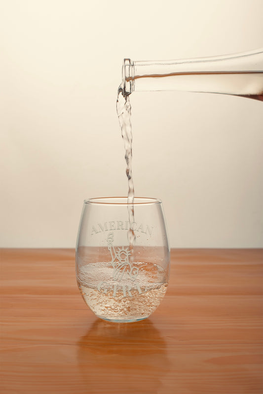American Girl Etched Wine Glass