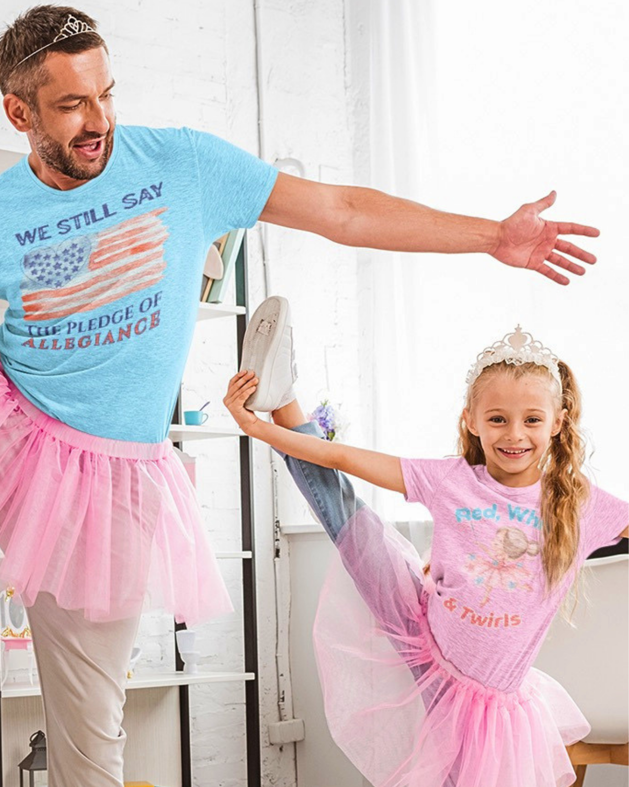 Red White & Twirls Girls Tee