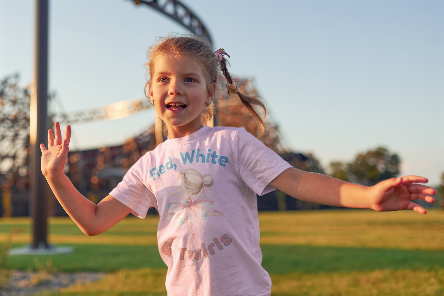 Red White & Twirls Girls Tee