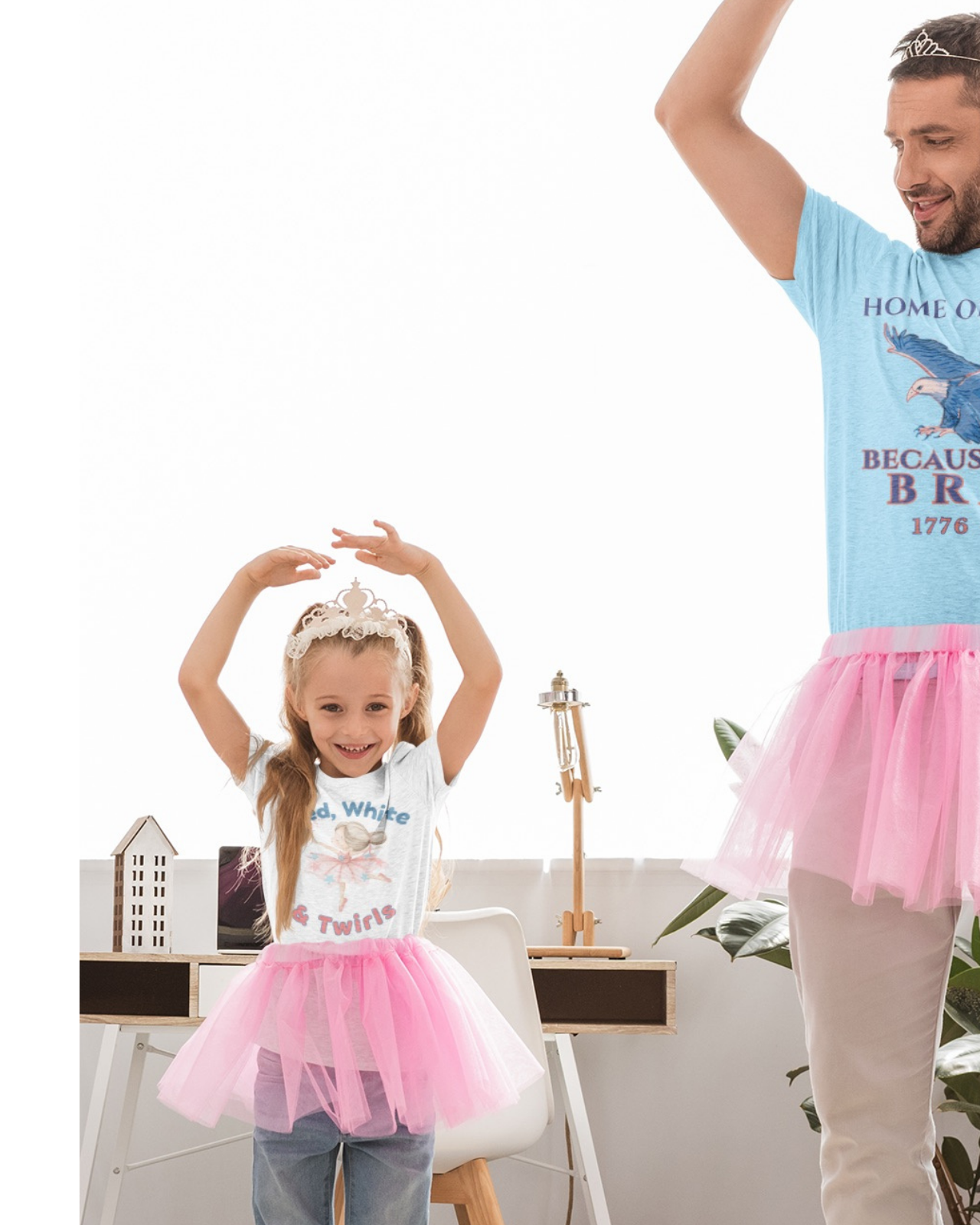 Red White & Twirls Girls Tee