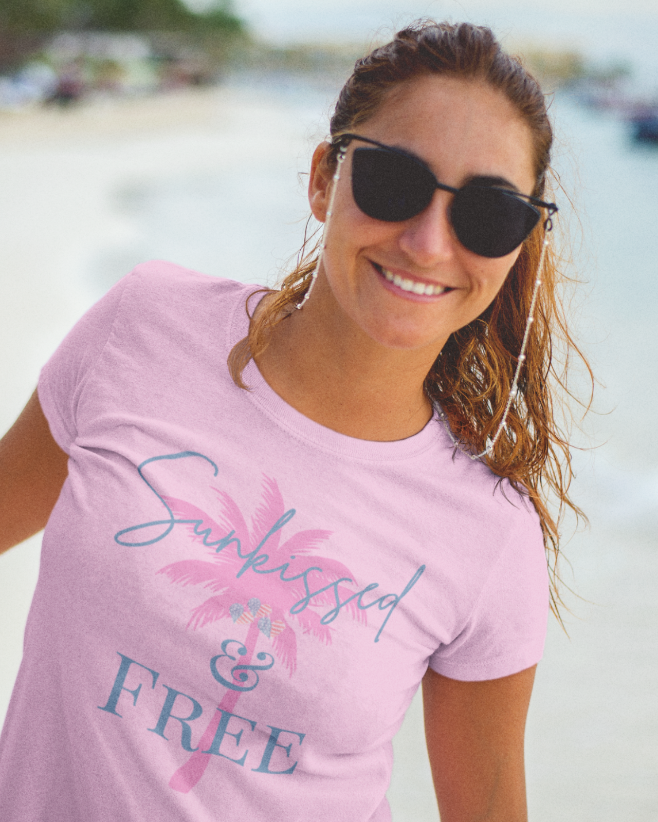Sunkissed & Free Coastal Patriotic T-Shirt | Beach Graphic Tee | Summer Americana Shirt